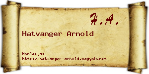 Hatvanger Arnold névjegykártya